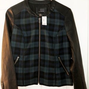 Plaid Faux Leather Moto Jacket